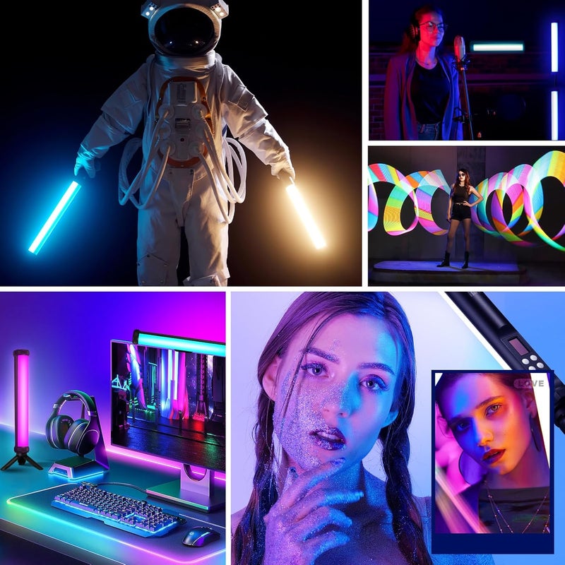 soonpho 2Pack RGB LED Video Light Stick Wand,3200K~8500K Magnetic Photography Tube Light,360° Full RGB Light Stick with 4000mAh Battery for YouTube Video,Vlog,Live Game Streaming… - Image 5